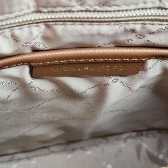 NEW! MICHAEL KORS Cindy MK Signature Brown LG Backpack Bag Gold Logo - Picture 14 of 14